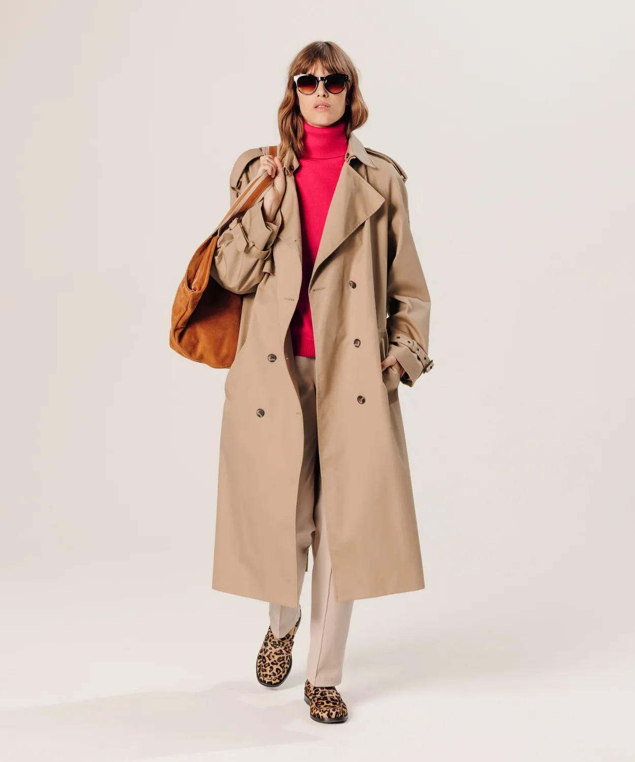 Rodier Trench Oversize Misto Cotone Beige Donna