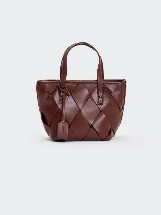 VICOLO Hoshi Small borsa moka intrecciata