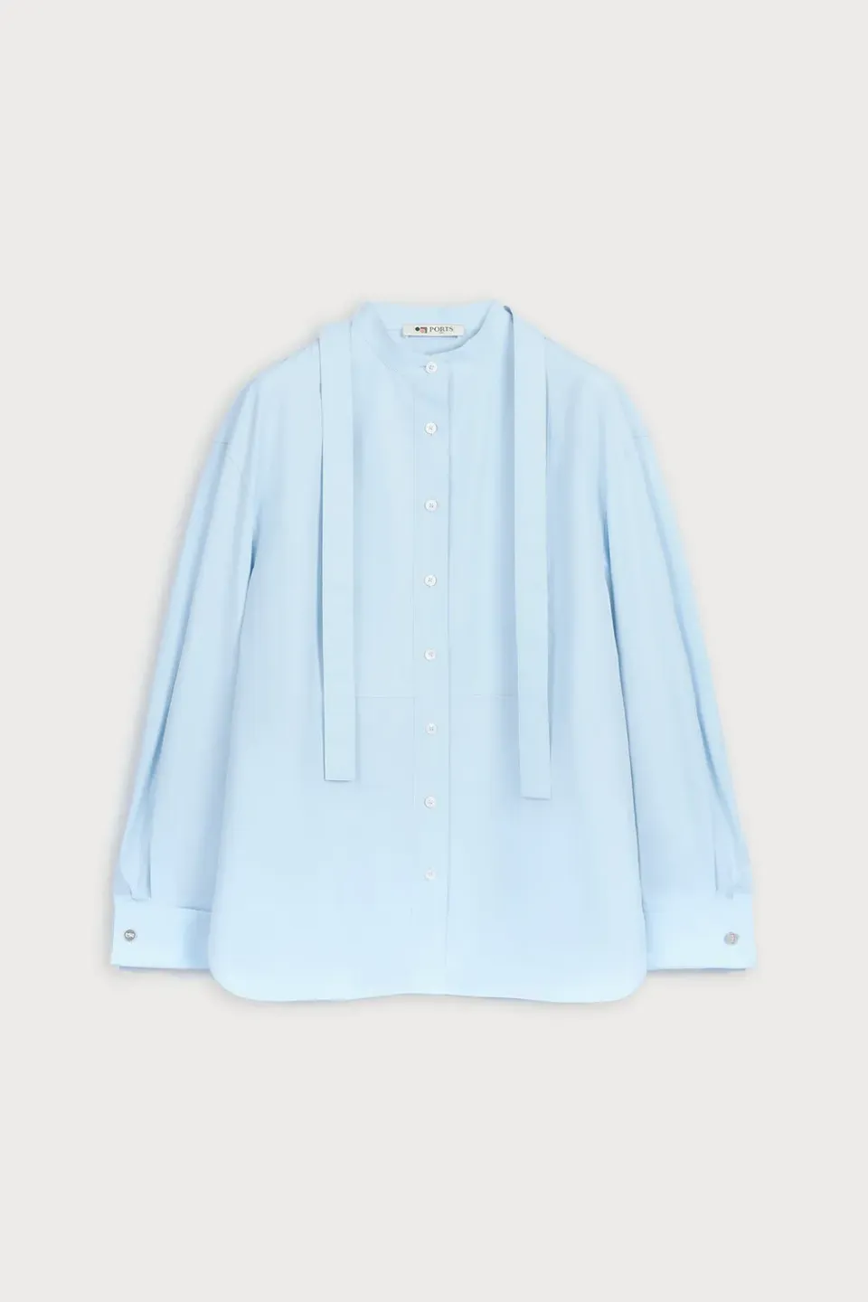PORTS 1961 Classic Tie camicia azzurra con fiocco