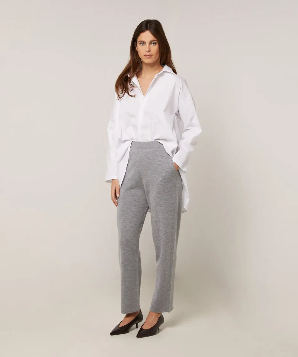 Rodier Pantaloni Lana Milano Grigio Chiaro Dritti