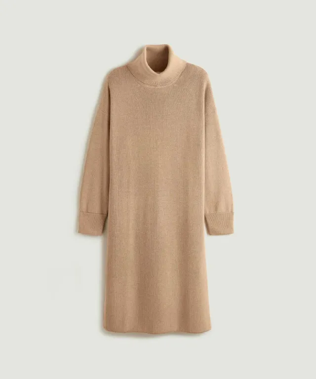 Rodier abito maglia collo alto mocha brown coste