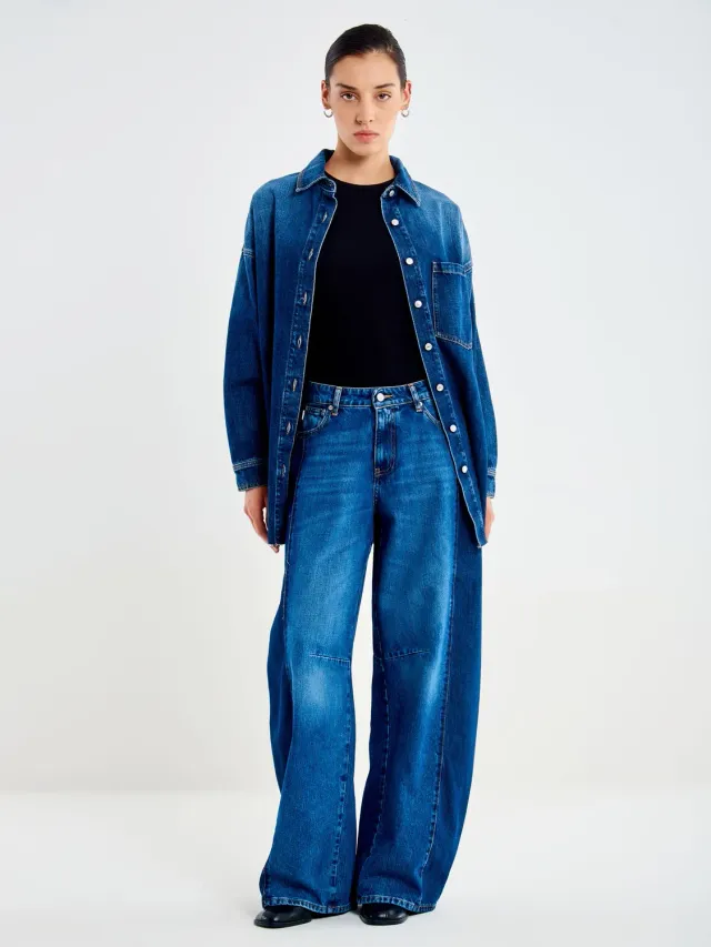 Vicolo Maite Barrel jeans denim bicolore blu