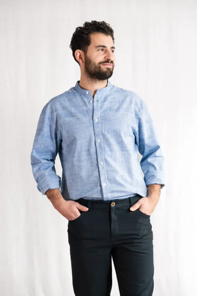 Jyoti Harish Light Blue camicia uomo azzurra