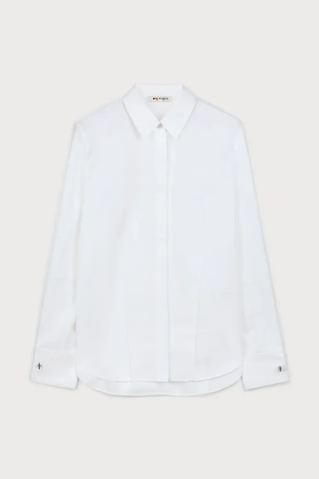 Ports 1961 No. 10 camicia bianca collo abbottonato