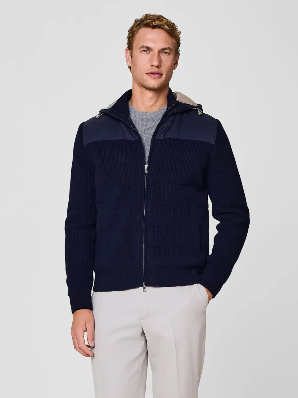 Paul Taylor giubbino imbottito maglia lana nylon blu