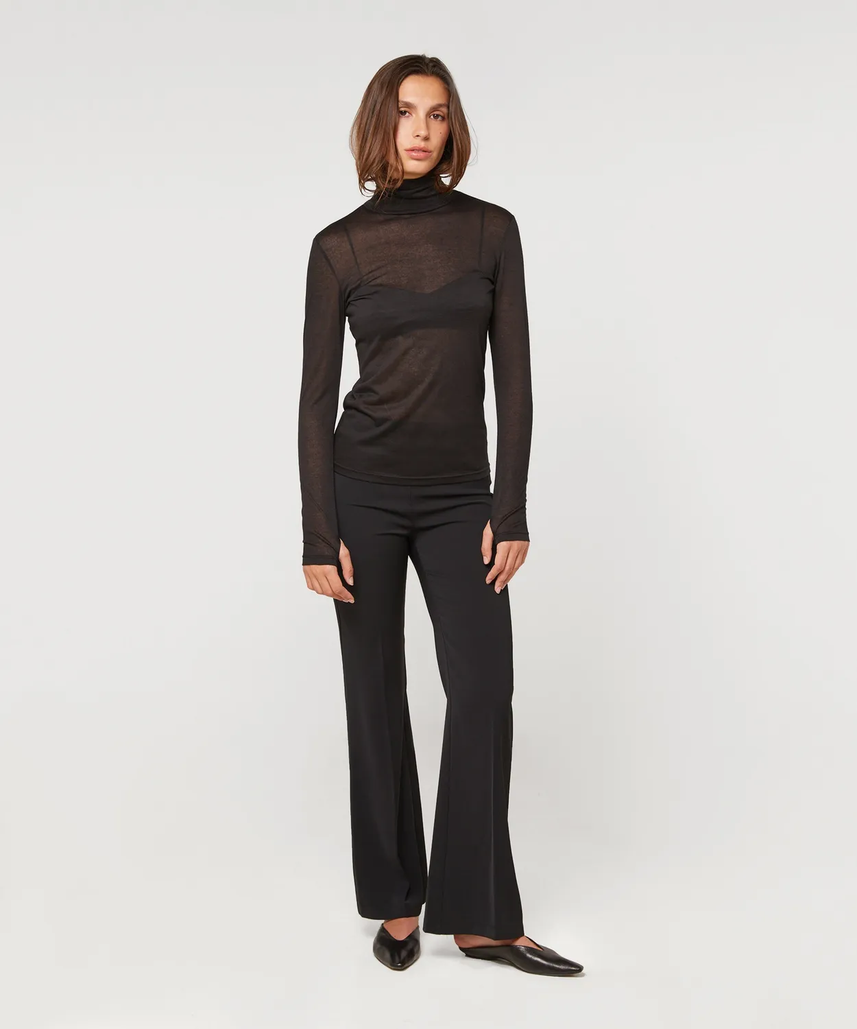 Rodier T-shirt collo alto maglia fine nero