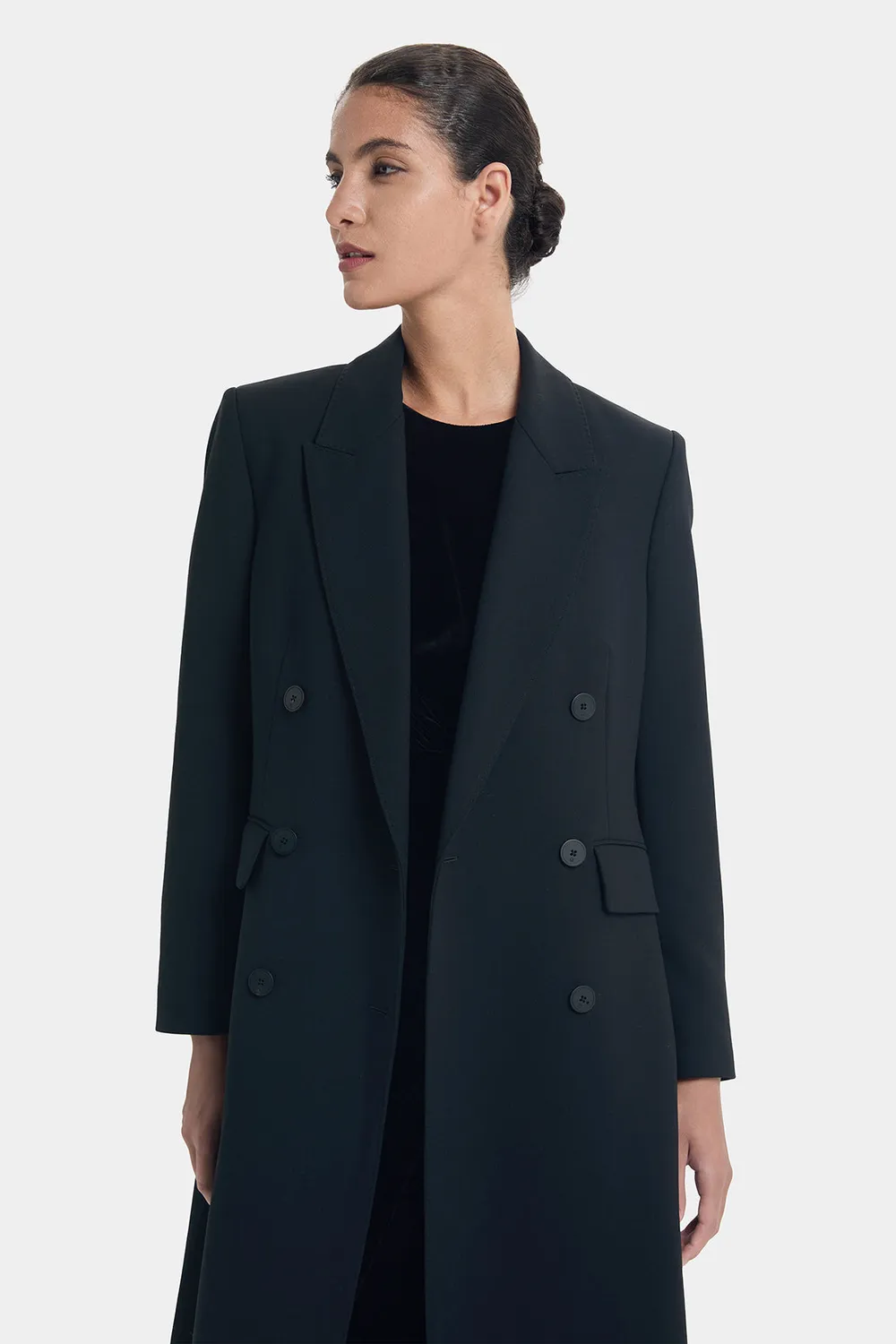 PORTS Classic Modern Trench cappotto nero 6 lana mezza stagione
