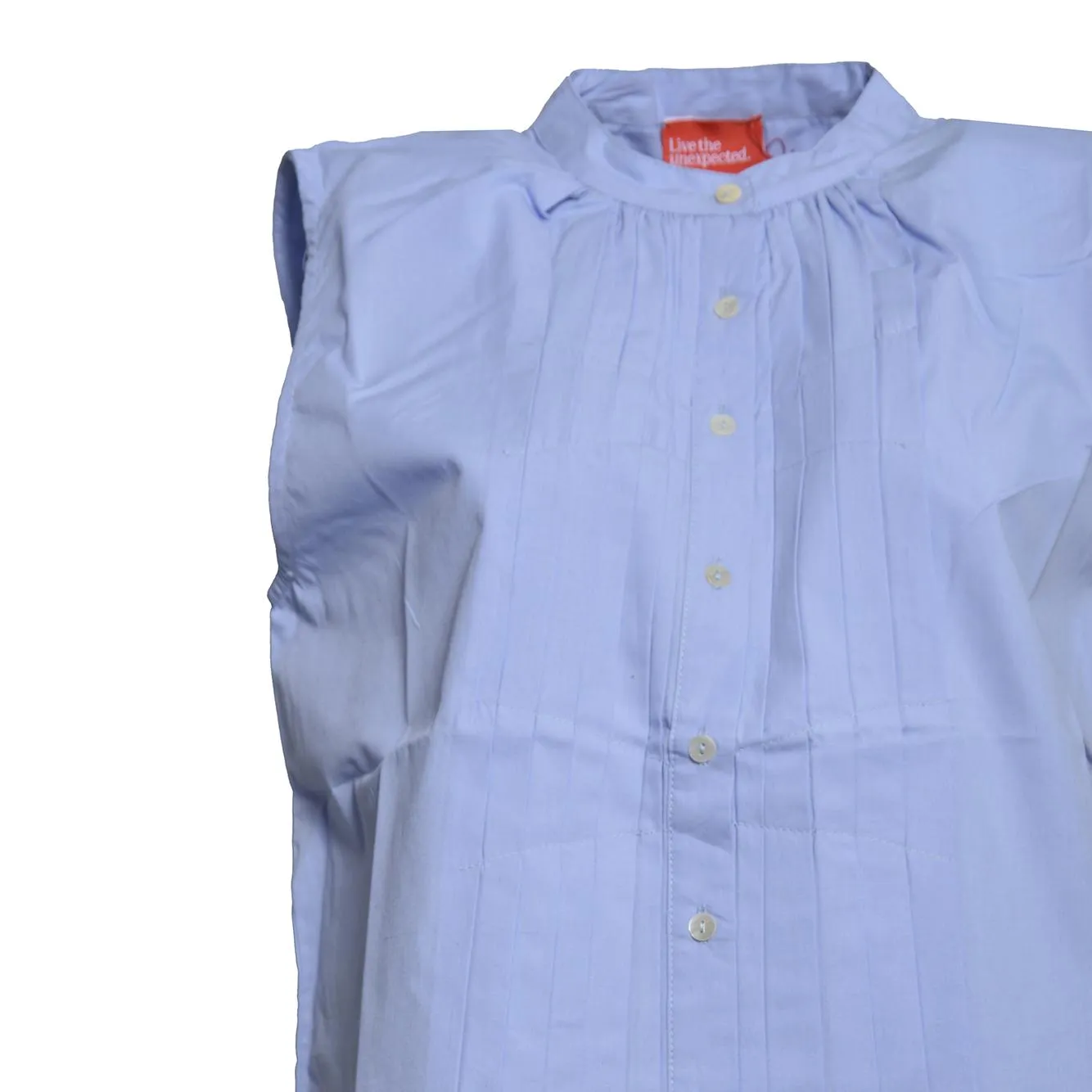 Merci Tulip Sky blusa azzurra cotone manica lunga
