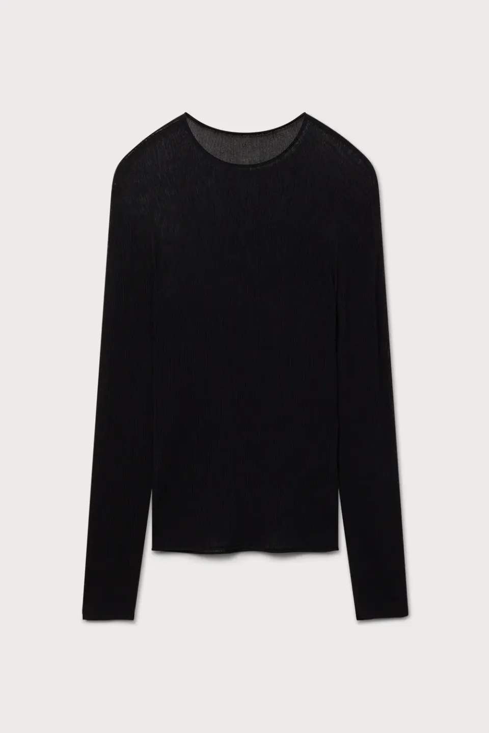 Ports 1961 Black Ribbed top nero coste scollo rotondo