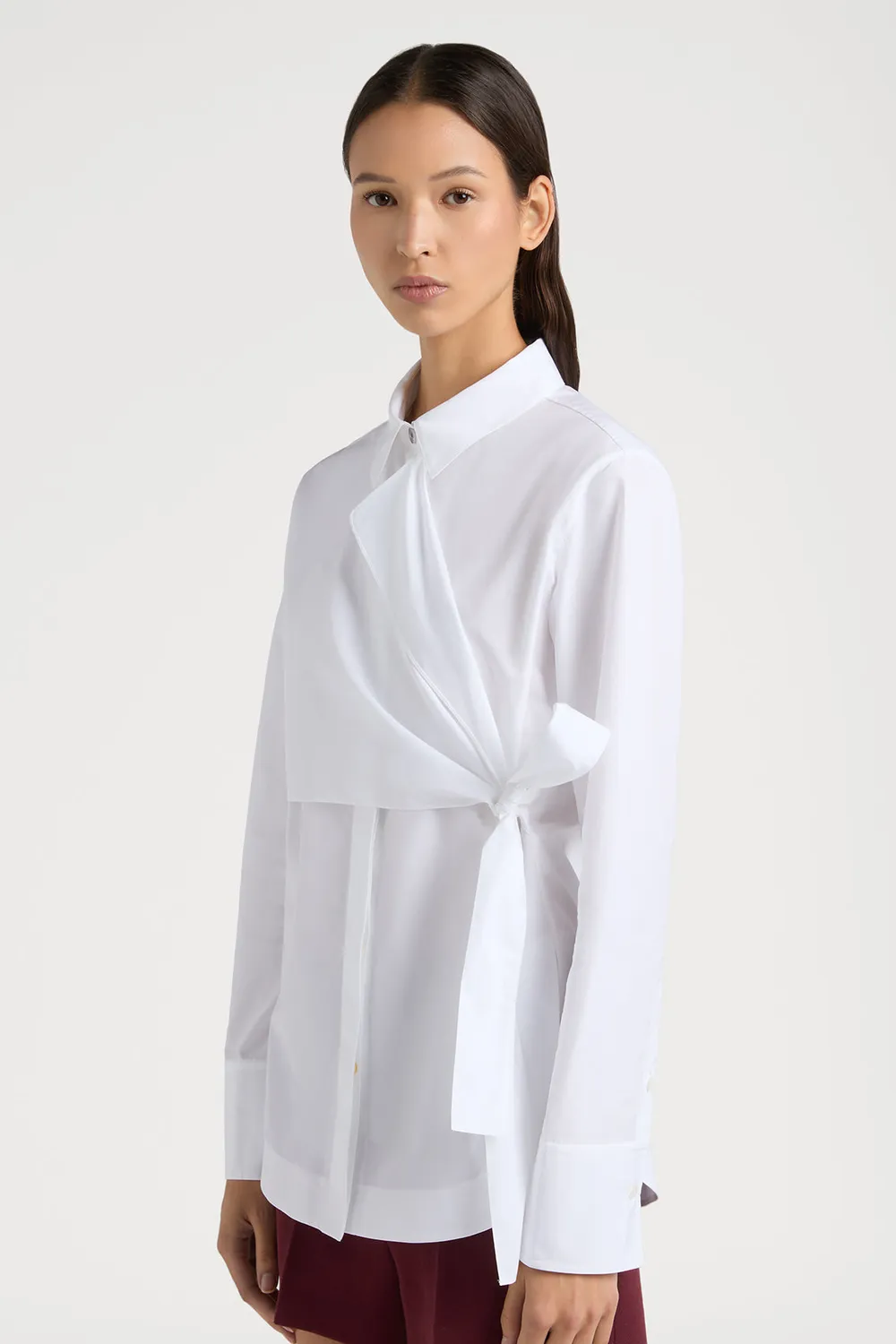 PORTS 1961 No.10 Wrap Shirt camicia bianca cotone
