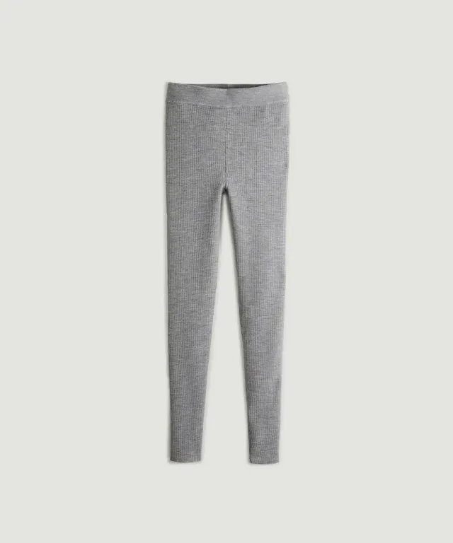 Rodier leggings lana merino coste grigio argento