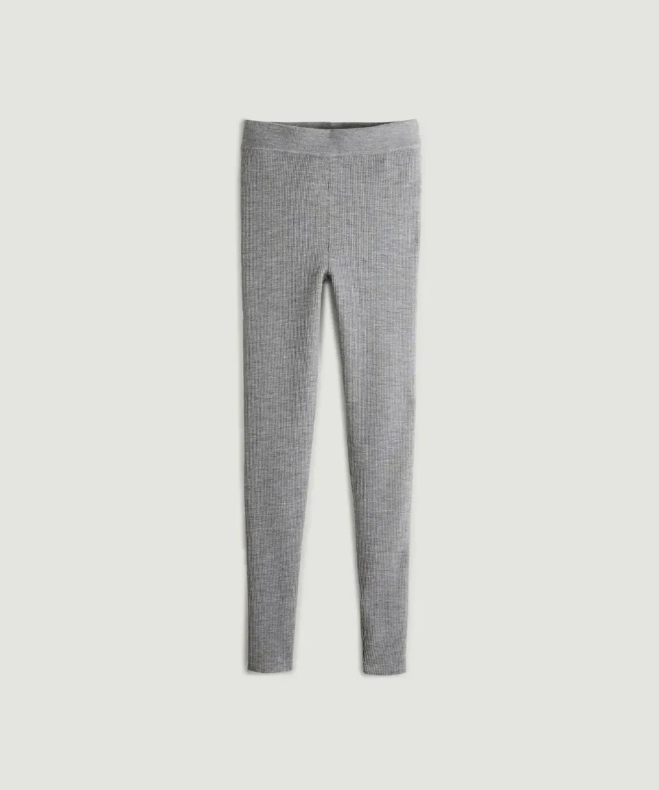 Rodier leggings lana merino coste grigio argento