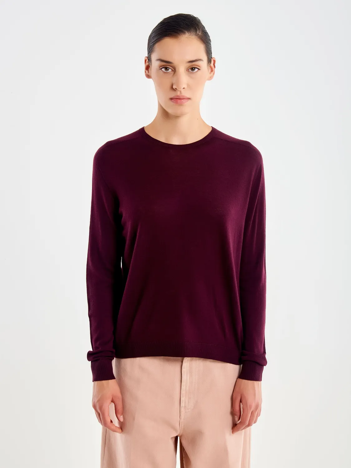 Vicolo Pull Girocollo Merinos bordeaux 100% lana