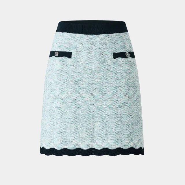 PORTS Wavy Knit gonna mini rosa maglia traforata