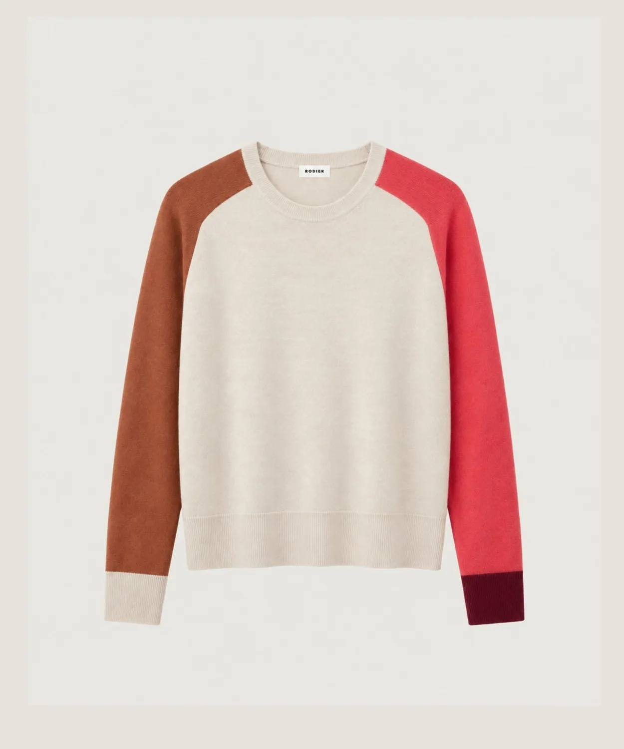 Rodier maglione girocollo merino avorio color block