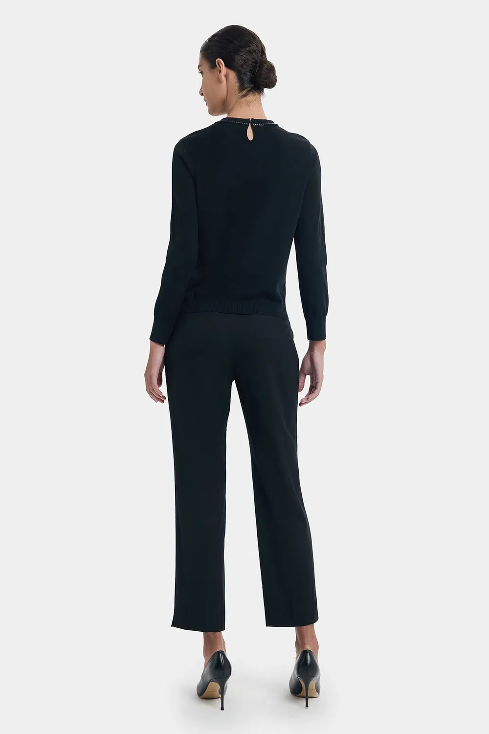 PORTS FW24 Silver Raindrop Chain maglione nero lana
