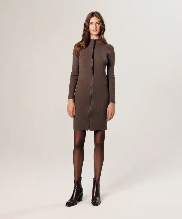 Rodier Abito maglia midi Havana Brown a coste