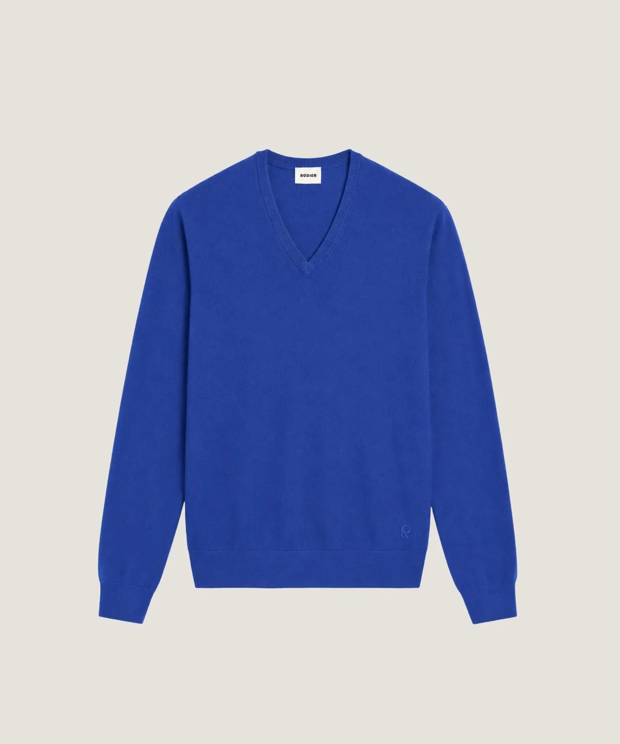 Rodier maglione scollo V lana merino blu azzurro uomo