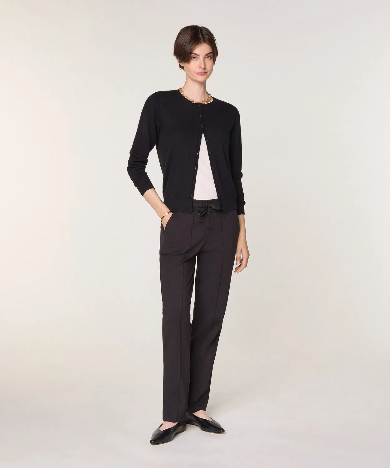 Rodier cardigan lana merino nero maglia fine