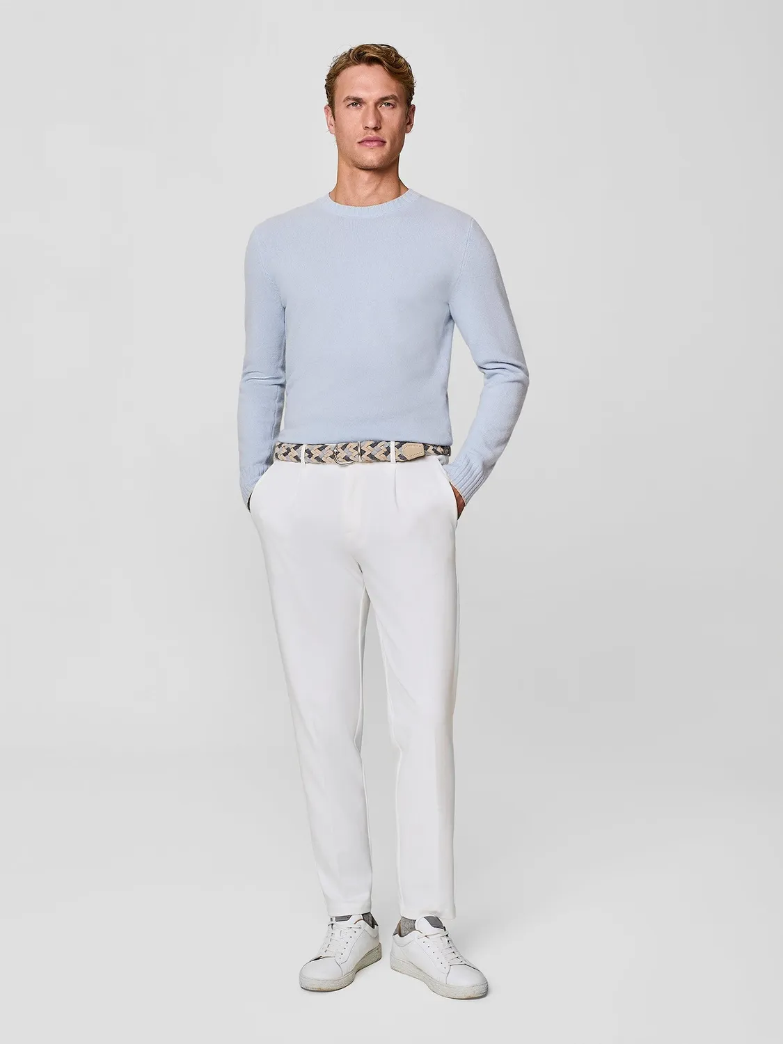 Paul Taylor pantalone jersey cavallery stretch bianco