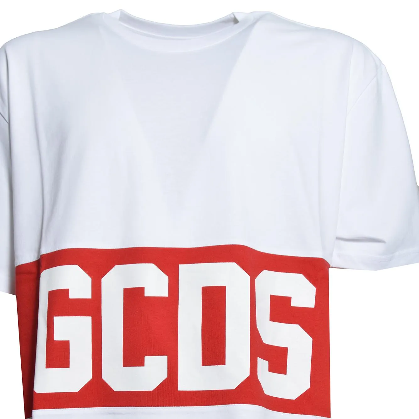GCDS Z0MLQC140J101 band logo t-shirt bianca loose