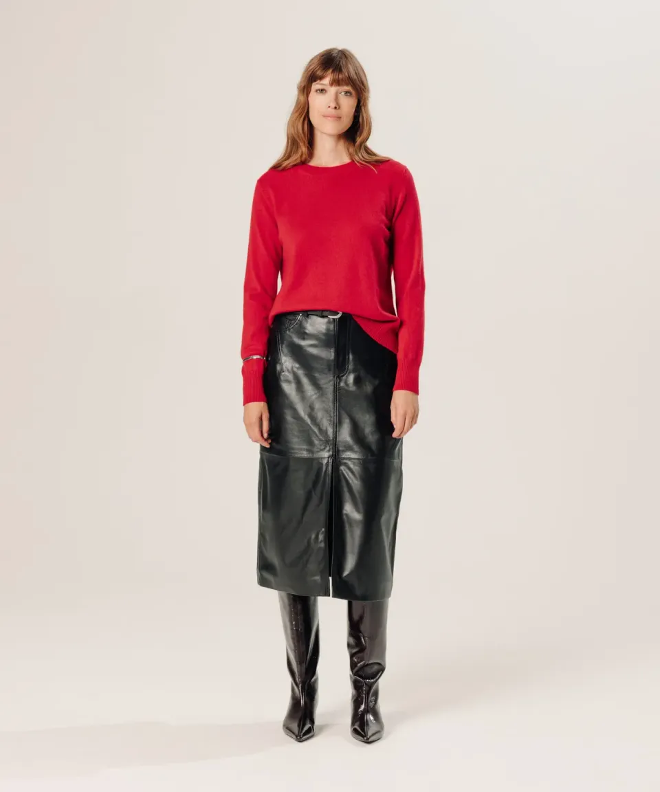 Rodier maglia girocollo cashmere 2 fili rosso