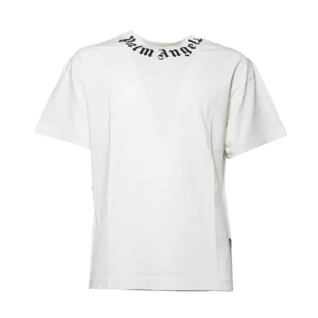 Palm Angels PMAA109S26JER008 t-shirt bianco/nero logo collo