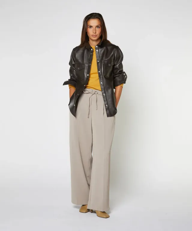 Rodier Camicia Pelle Agnello Bark Brown Donna