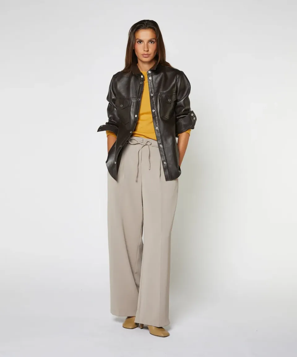 Rodier Camicia Pelle Agnello Bark Brown Donna