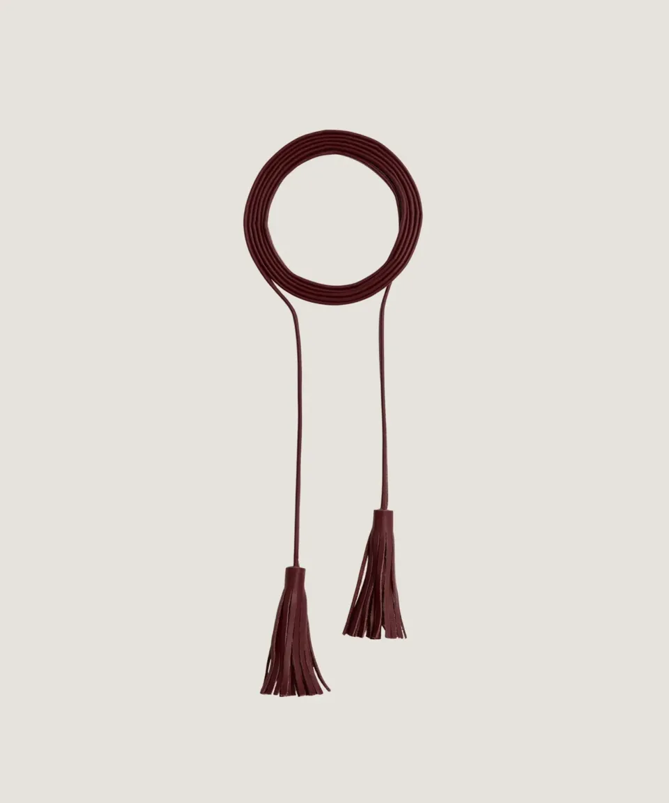 Rodier cintura in pelle rosso bordeaux 300 cm pompon