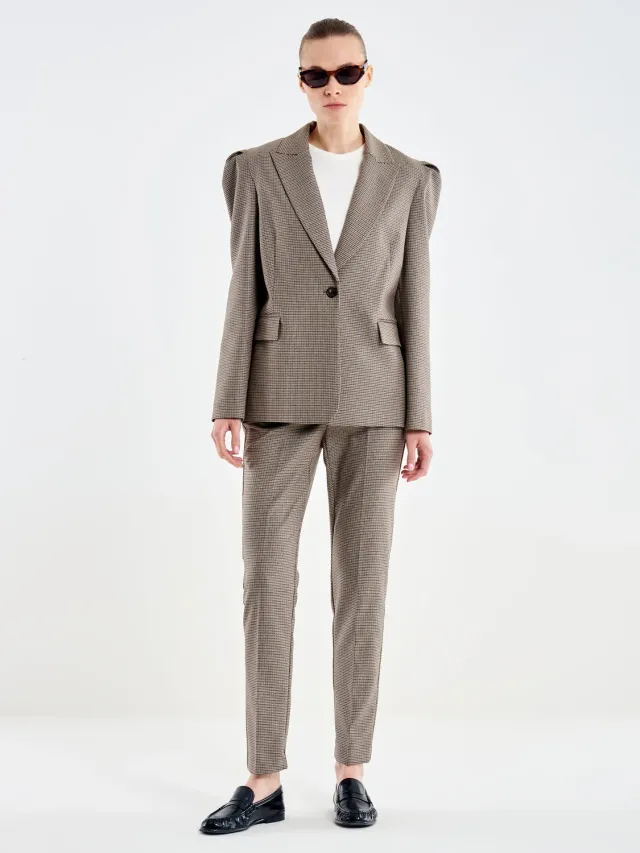 Vicolo Pied de Poule blazer sfiancato beige