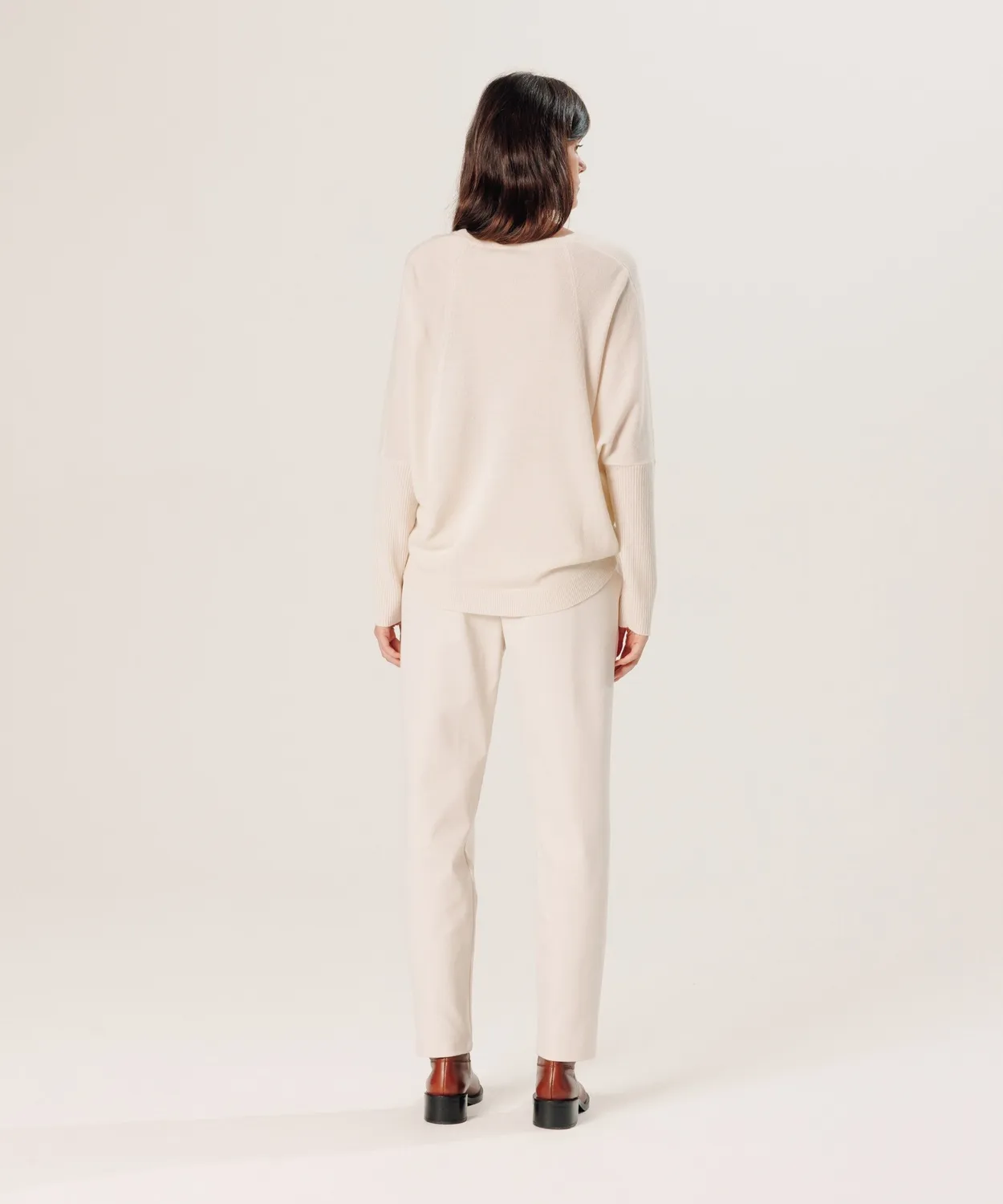 Rodier Maglione oversize cashmere scollo V ecru S-L