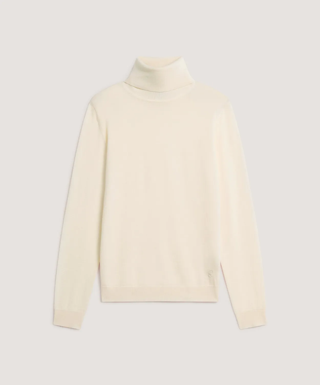 Rodier Maglione Dolcevita Lana Merino Bianco Ecru Collo Alto