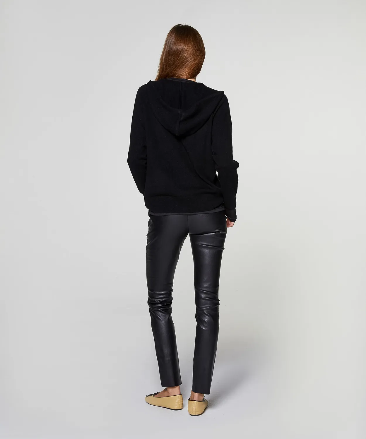 Rodier Giacca in Cashmere con Cappuccio Nera 100% Cashmere