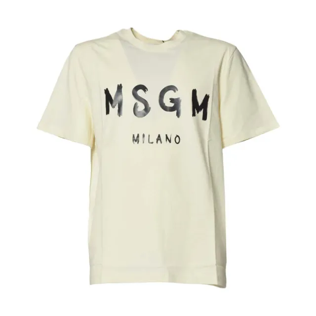 MSGM 2000MM510200002 t-shirt panna cotone pennellata