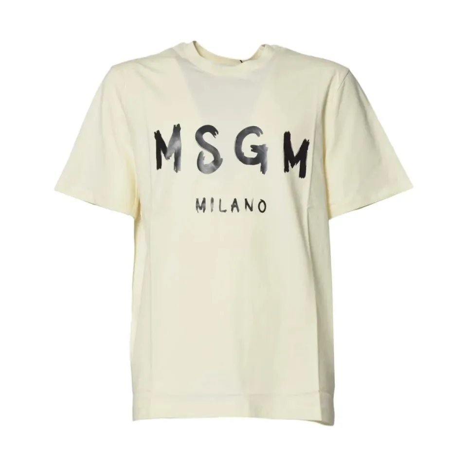 MSGM 2000MM510200002 t-shirt panna cotone pennellata
