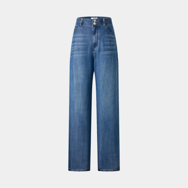 PORTS Wide-Leg jeans blu vita alta gamba larga