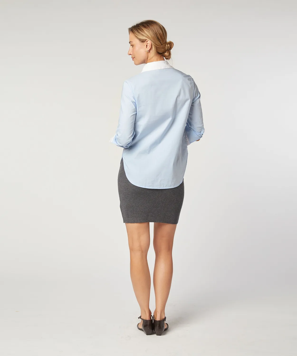 Rodier Camicia Cotone Bicolore Donna Azzurra