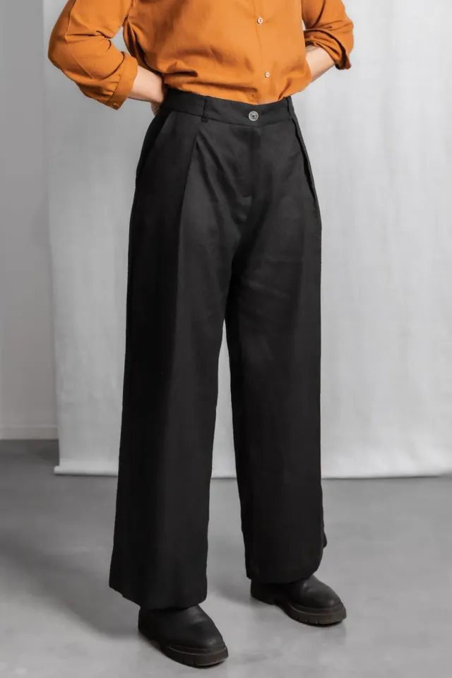 Jyoti Meghana pantaloni canapa neri larghi