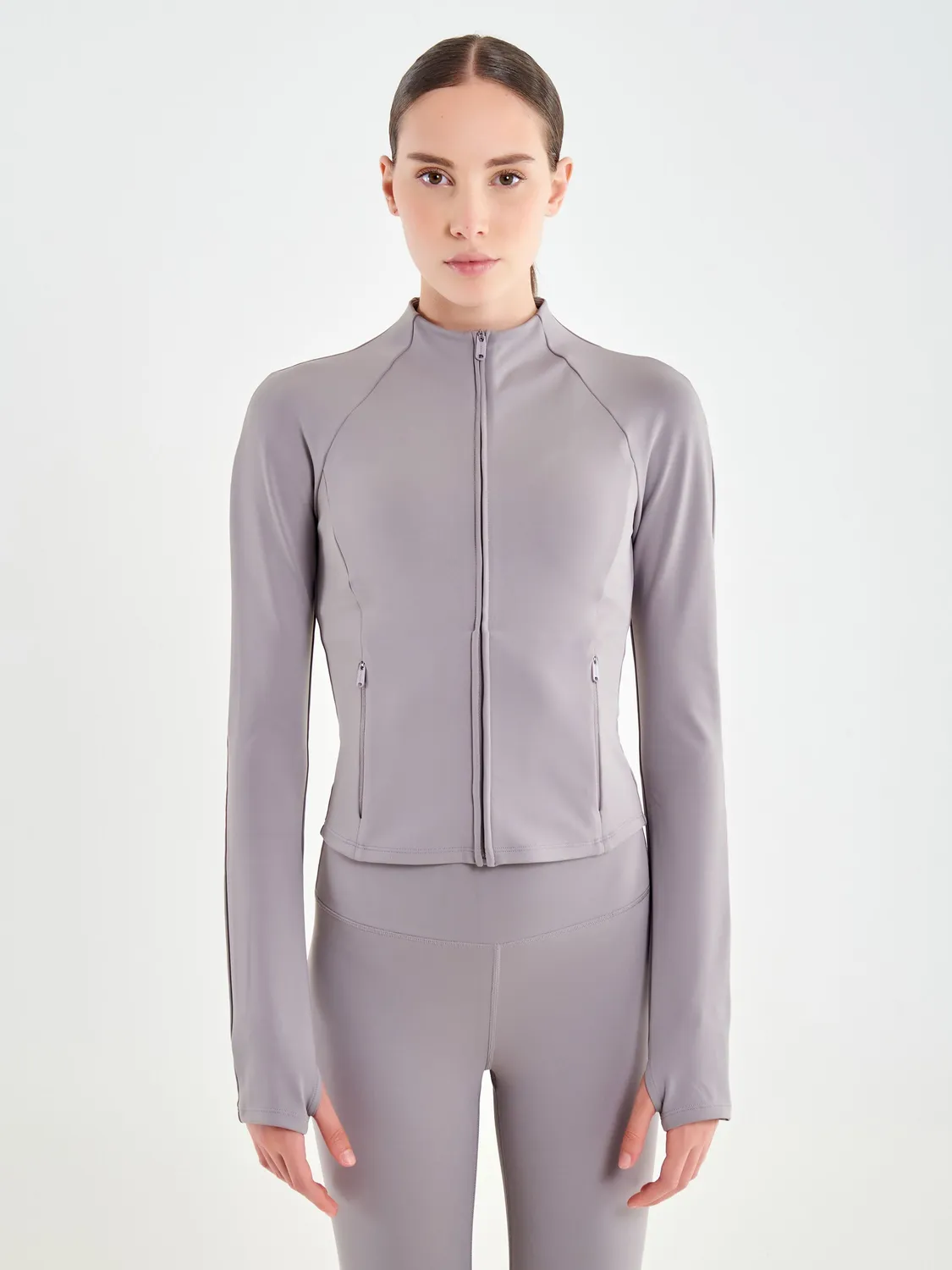 Vicolo Felpa Tessuto Tecnico Grigio Alluminio Zip Donna