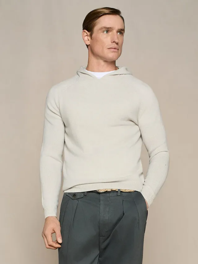 Paul Taylor Felpa Cappuccio Misto Cashmere Burro