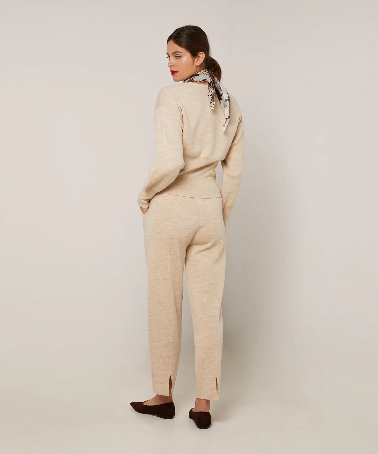 Rodier Cardigan Corto Lana beige melange maniche sbuffo