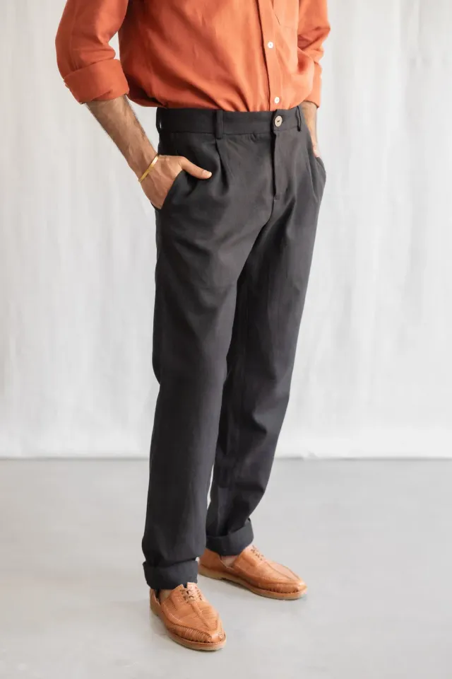 Jyoti Fair Works Sameer pantaloni uomo neri cotone