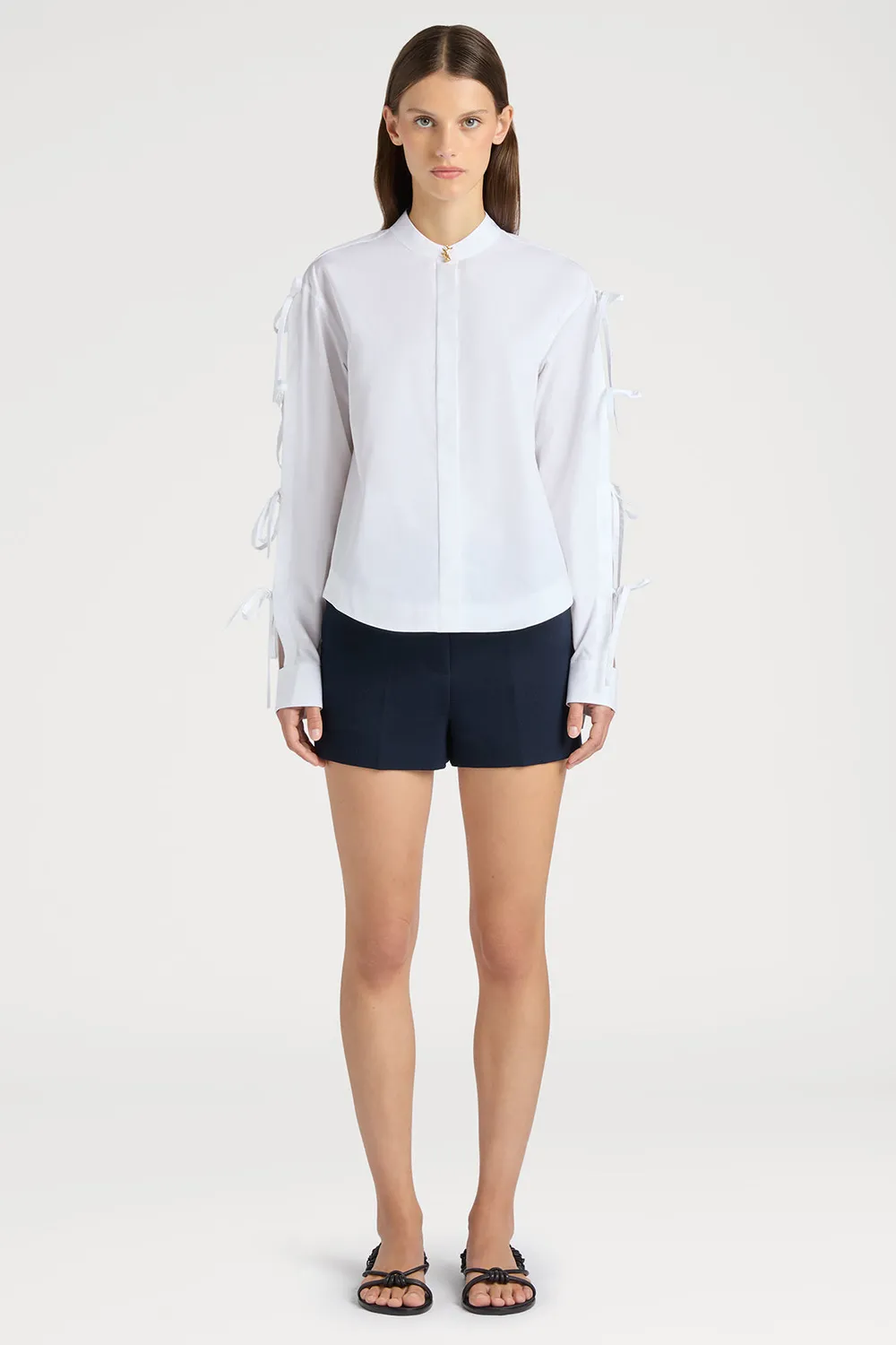 PORTS 1961 No.10 camicia ribbon tie bianca