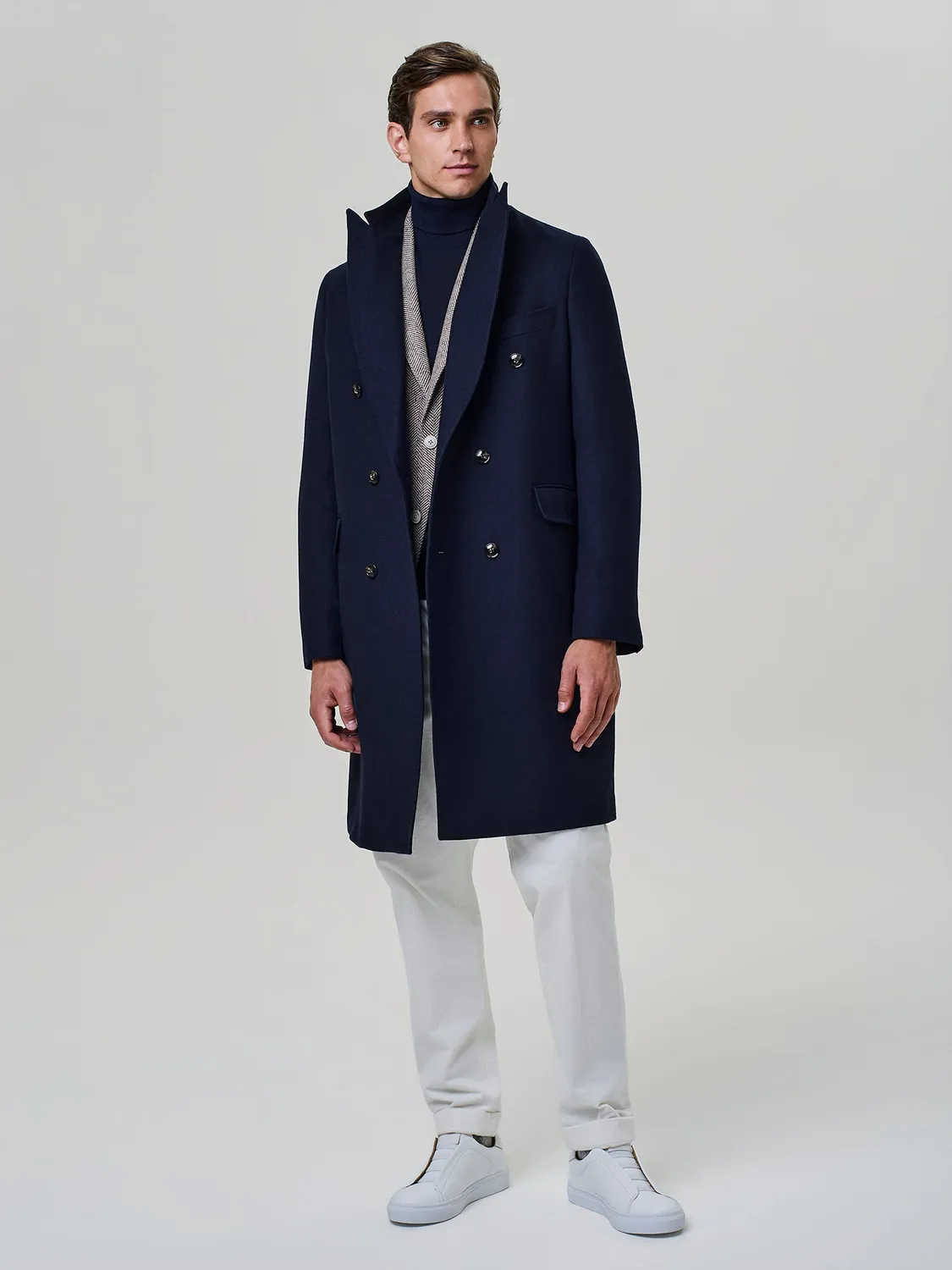 Paul Taylor Doppiopetto Misto Lana Cappotto Blu