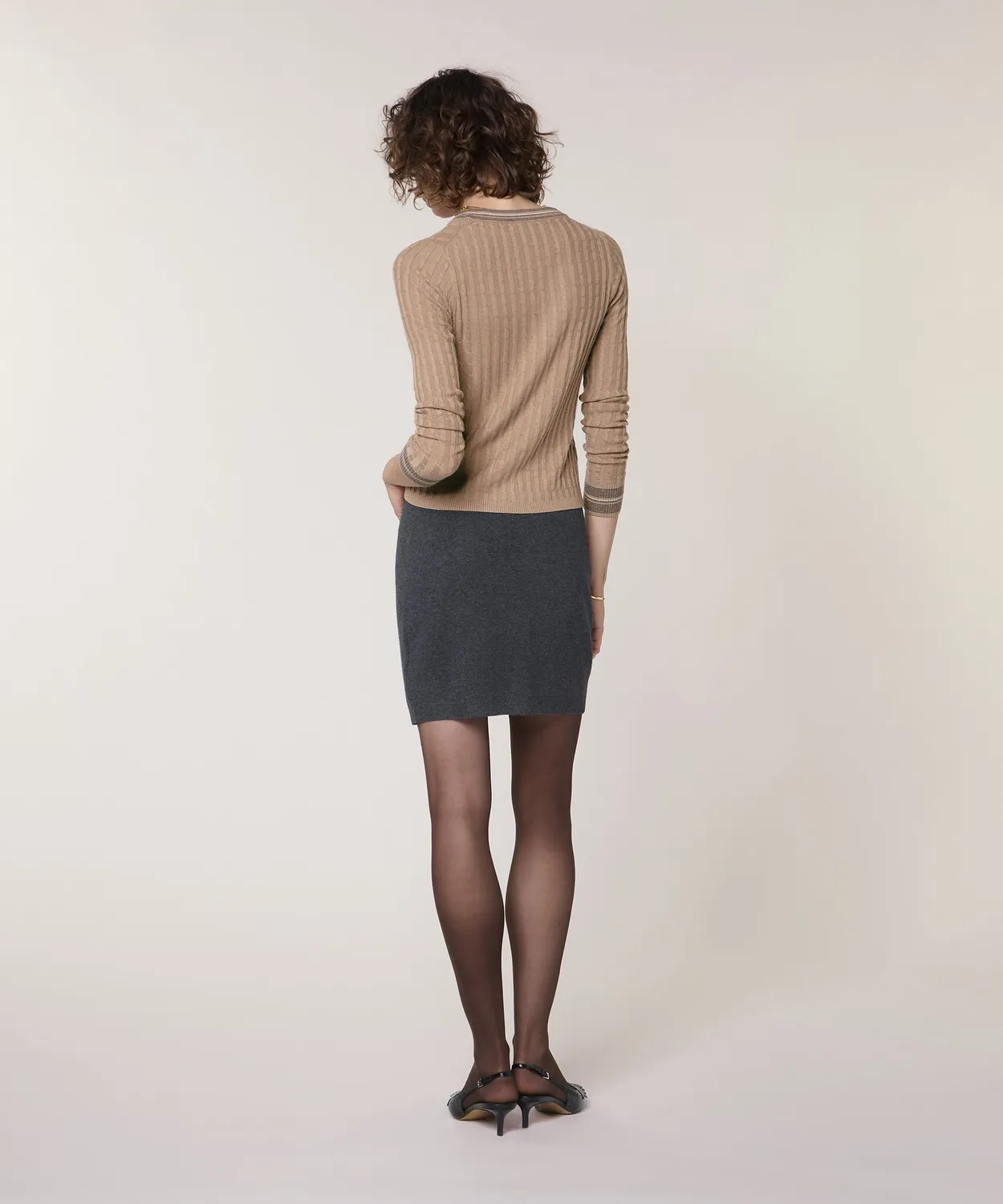 Rodier Cardigan trecce marrone moka