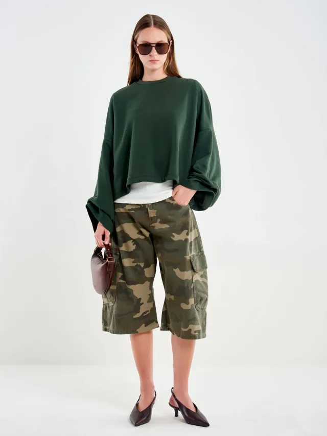 Vicolo Felpa Drappeggiata verde militare taglia unica