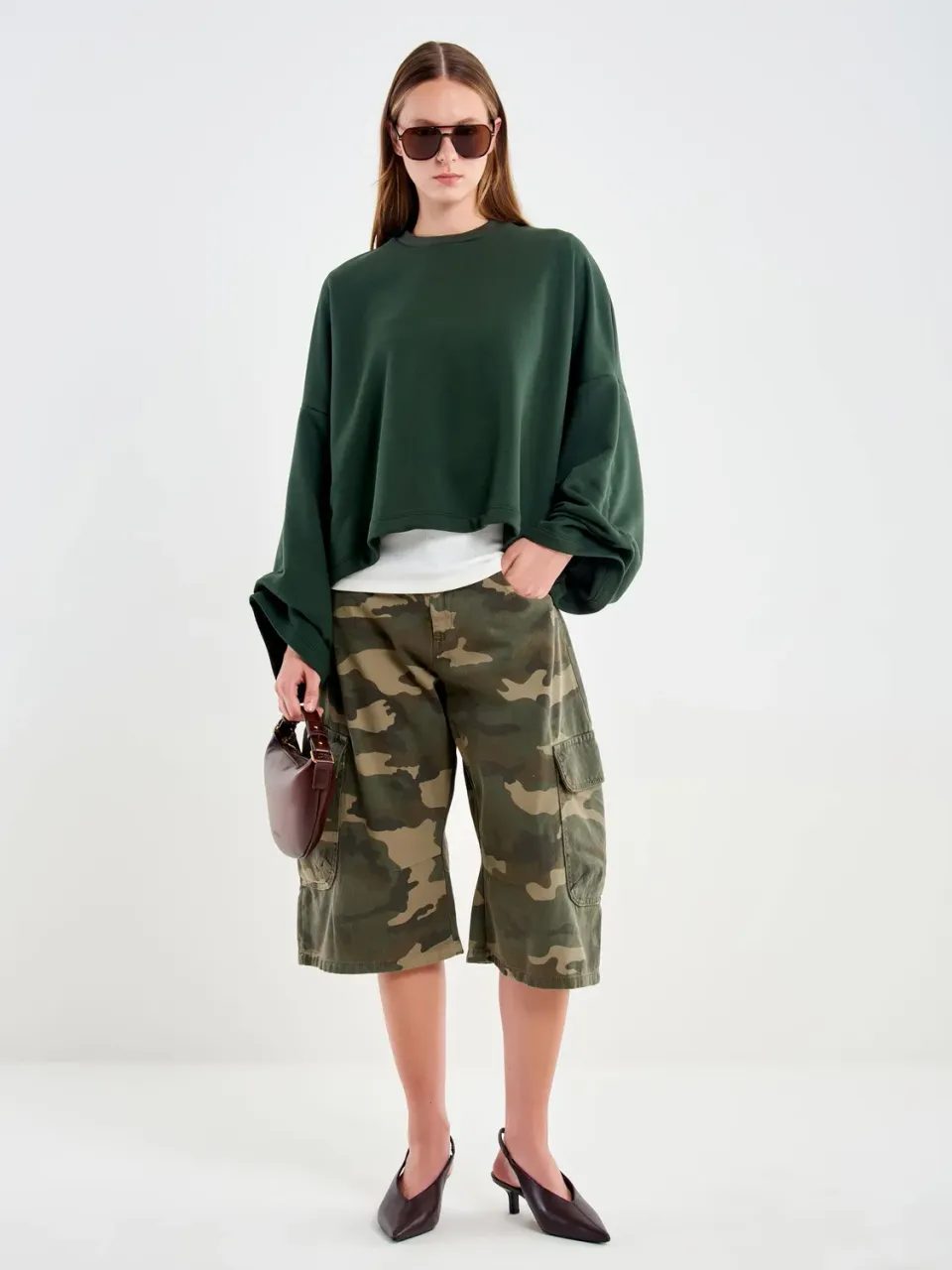 Vicolo Felpa Drappeggiata verde militare taglia unica