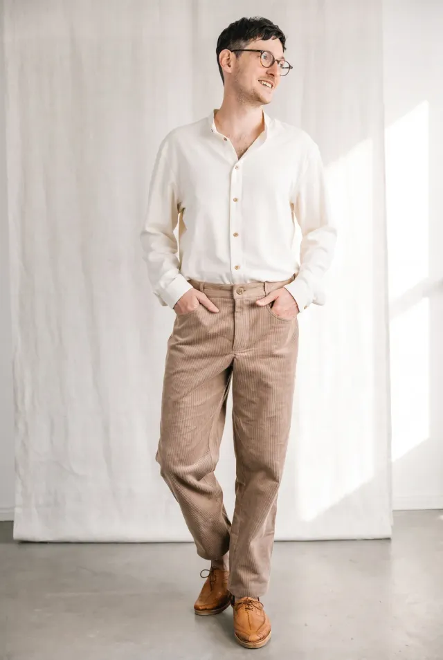 Jyoti Fair Works Prakrit pantaloni uomo cappuccino velluto