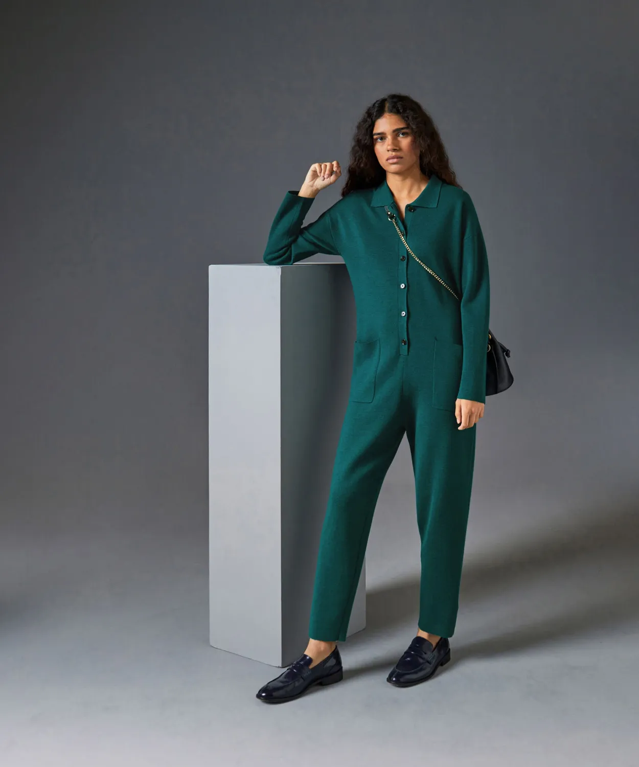 Rodier Tuta Lana Merino Verde Anatra Punto Milano